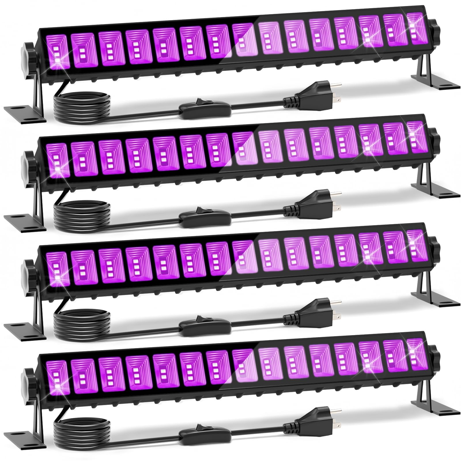 Barras De Luz Led Negra Yqnlifa 36 W, Paquete De 4 Unidades, Ip66, Impermeables