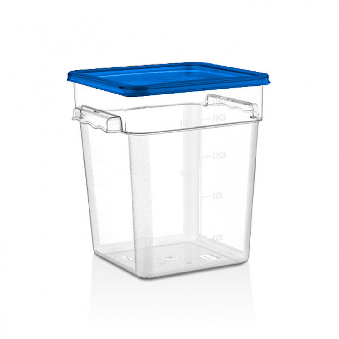 Imahe - Recipiente Policarbonato Cuadrado 17,2 Lt Con Tapa Azul