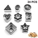 thumbnail image 1 of Juego de 24 mini cortadores de galletas con formas geométricas, de acero inoxidable, para hornear, con forma de corazón, triángulo, redondo y círculo pequeño., 1 of 8