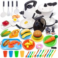 Juego De Utensilios De Cocina Gjof2Yk Kids Con Play Food, 72 Piezas