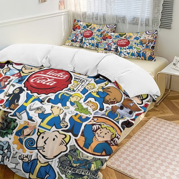 Patchwork Fallout Comforter Set Soft 3 Pcs Twin Bedding Sets Thicken for All Season, 1 Comforter 2 Pillow Shams