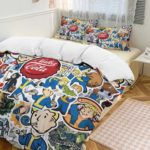 Patchwork Fallout Comforter Set Soft 3 Pcs Twin Bedding Sets Thicken for All Season, 1 Comforter 2 Pillow Shams