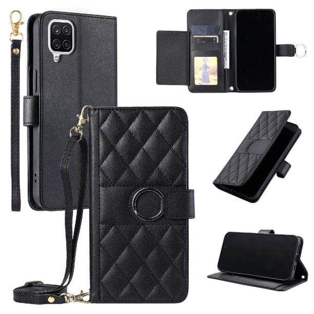 Funda tipo billetera FOXDOCK para Samsung Galaxy A12 – Tapa abatible con correa para mujer