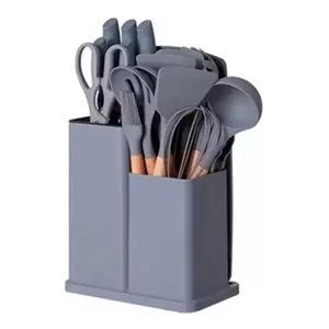 Genérico - Set 19 Utensilios Cocina Antiadherente Silicona Mango Madera