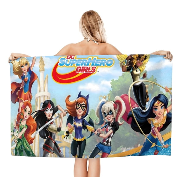 Super Hero Girls Toalla de playa de secado rápido con diseño temático, regalo para mujeres y niñas, ideal para cumpleaños, fans, amantes de la música, uso en la playa o al aire libre, 78 × 160 cm