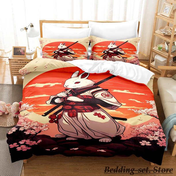 Samurai Rabbit Bedding Set Bed Set Adult Kid Bedroom Duvetcover Setsparure de lit Bed