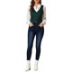 thumbnail image 2 of INSPIRE CHIC Chaqueta sin mangas a cuadros elástica asimétrica con botones y cintura fruncida en V para mujer S Verde, 2 of 8
