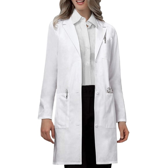 Bata de laboratorio VOGRYE Professional unisex de manga larga blanca