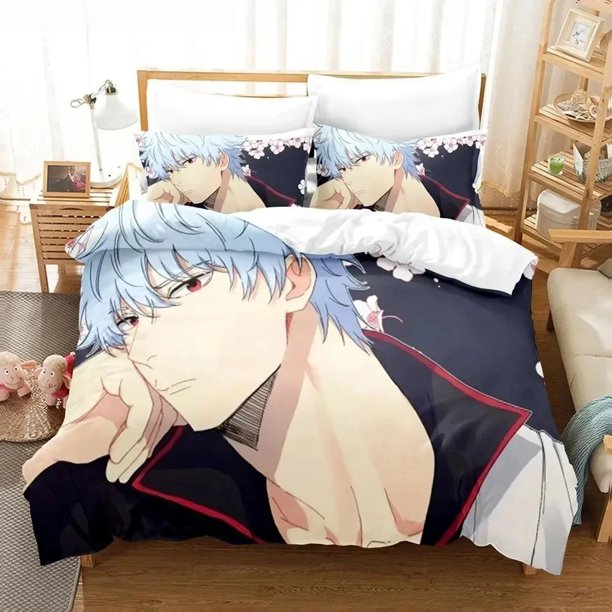 NEW Gintama Bedding Set Quilt Cover Pillowcases Full Kids Teens Sakata Gintoki Duvet Cover Bed Sheets