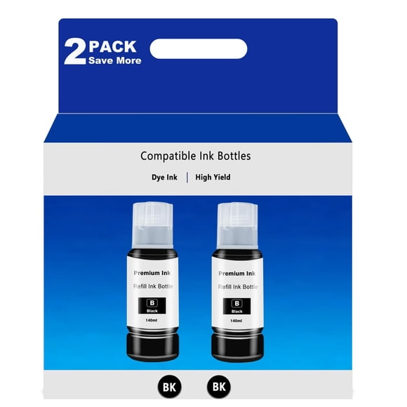 Botellas de tinta de reemplazo KUF T502 negro para Epson EcoTank