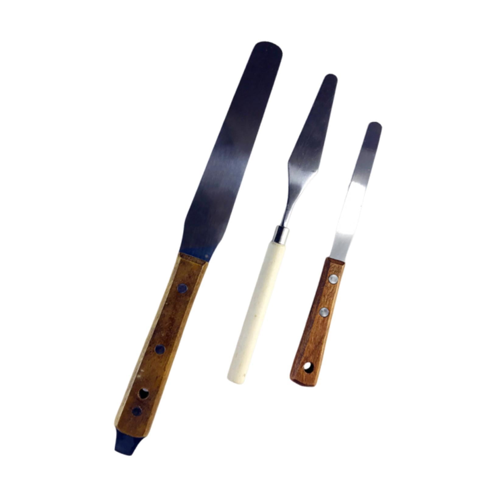 Bothyi - 3 Cuchillos De Pintura Con Mango De Madera Para Mezclar Pinturas Al Óleo.