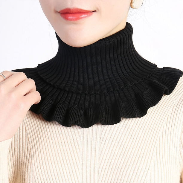 Stylish Hand-Knitted High Collar Detachable Dickey Collar for Women - Turtleneck Look!