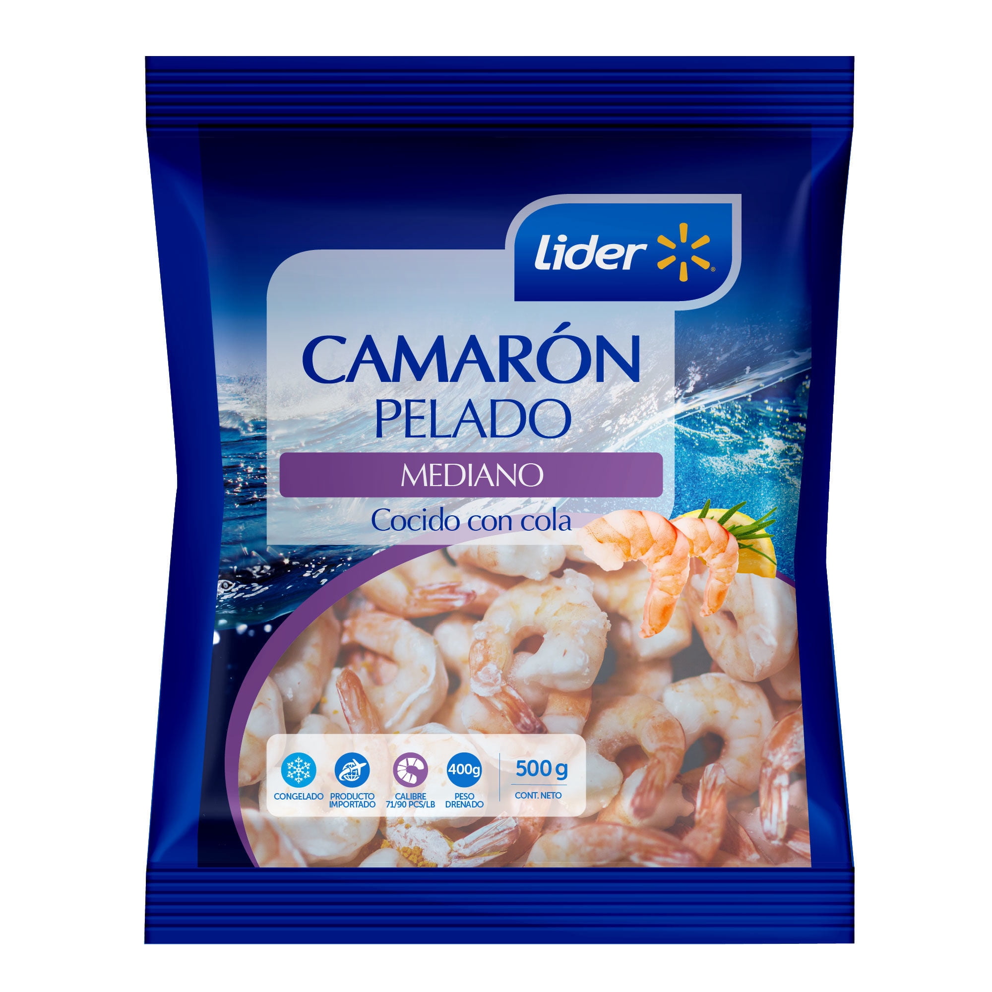 Camarón Mediano Pelado Con Cola Cocido 500 g Lider