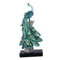 Bothyi - Estatuilla De Adorno De Estatua De Pavo Real, Regalo Para Estantería, Gabinete, Decoración De Arte, Azul S