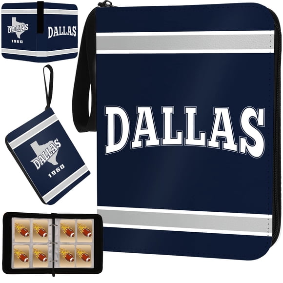 Carpeta Para Tarjetas De Fútbol Dallas De 400 Bolsillos Azul Marino