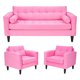 thumbnail image 1 of Living Retro Sofa 3 Cuerpos + 2 Sofá 1 Cuerpo Felpa Rosado, 1 of 6