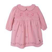 Pillin - Vestido Bebé Niña Manga Larga Cotelé Bordado Floral Arena