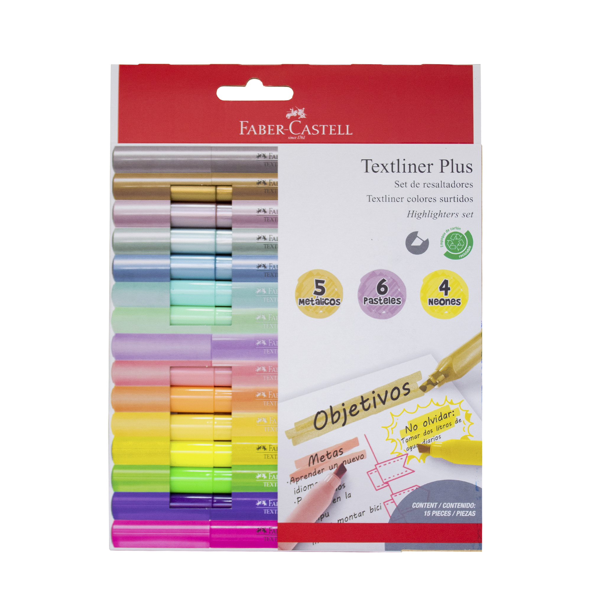 Faber Castell - Destacador Textliner Plus Faber-Castell X15 Colores