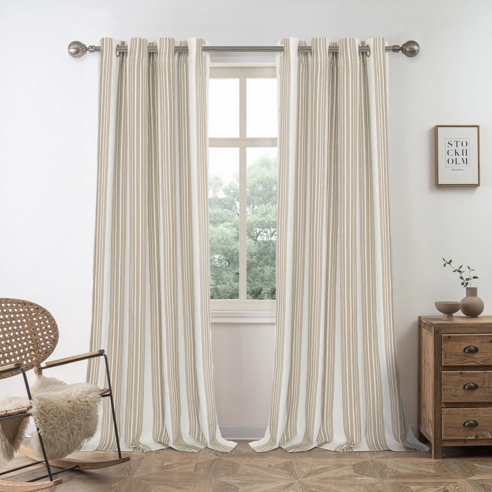 Cortinas Driftaway Chris De Lino 100% Opacas, 213 Cm, Color Beige