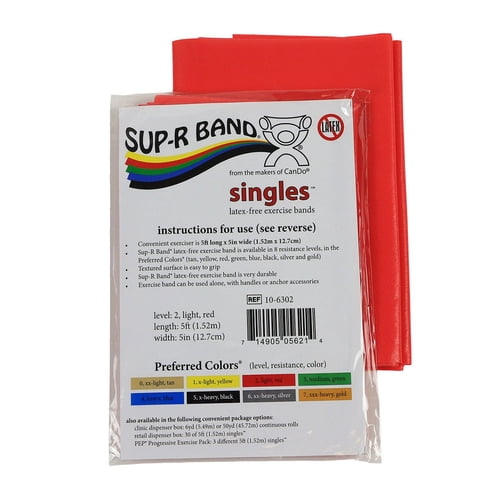 Banda De Ejercicio Cando Sup-R Sin Látex De 1,5 M De Longitud, Color Rojo Claro