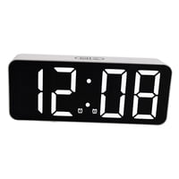 Magideal - Despertador De Escritorio Portátil Reloj Digital Espejo Pantalla De Calendario De 12/24 Tiempo Tiempo De Tiempo De Tiempo De Moderna Para Viajes Dormitorio Festival Negro Reflejado