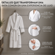 thumbnail image 5 of Bata De Baño Algodon Absorbente Suave Unisex Seca Rapido Blanco, 5 of 9