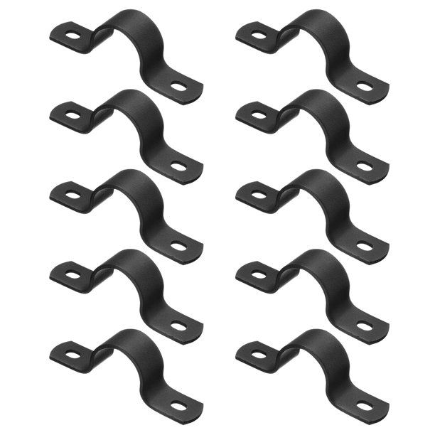 10 Paquetes de Abrazaderas de Tubería de Metal, Abrazadera de Tubo en U de 3/4 Pulgadas de Acero al Carbono con Dos Agujeros para Fijación de Tuberías Instalación de Cables Decoración, Negro