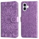 thumbnail image 1 of Funda tipo cartera FOXDOCK para iPhone 16 , diseño girasol en relieve, cuero PU, cierre magnético, soporte y tarjetero, 1 of 5