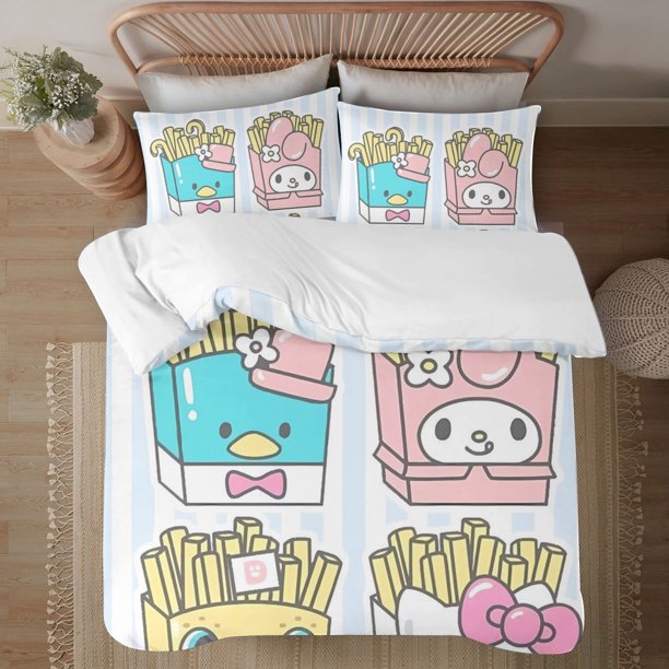 Sanrio Soft 3D Printed Duvet Cover Bedding Set with Comforter Cover 3 Piece Set