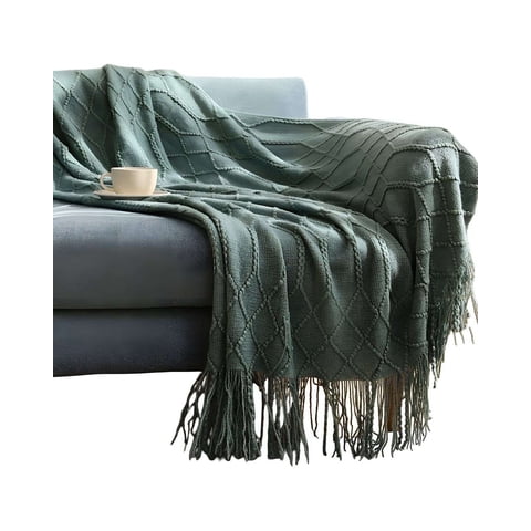 Tengfei - Mantas Para Sofas Camas U Oficinas Con Flecos 127X152 Cm Verde