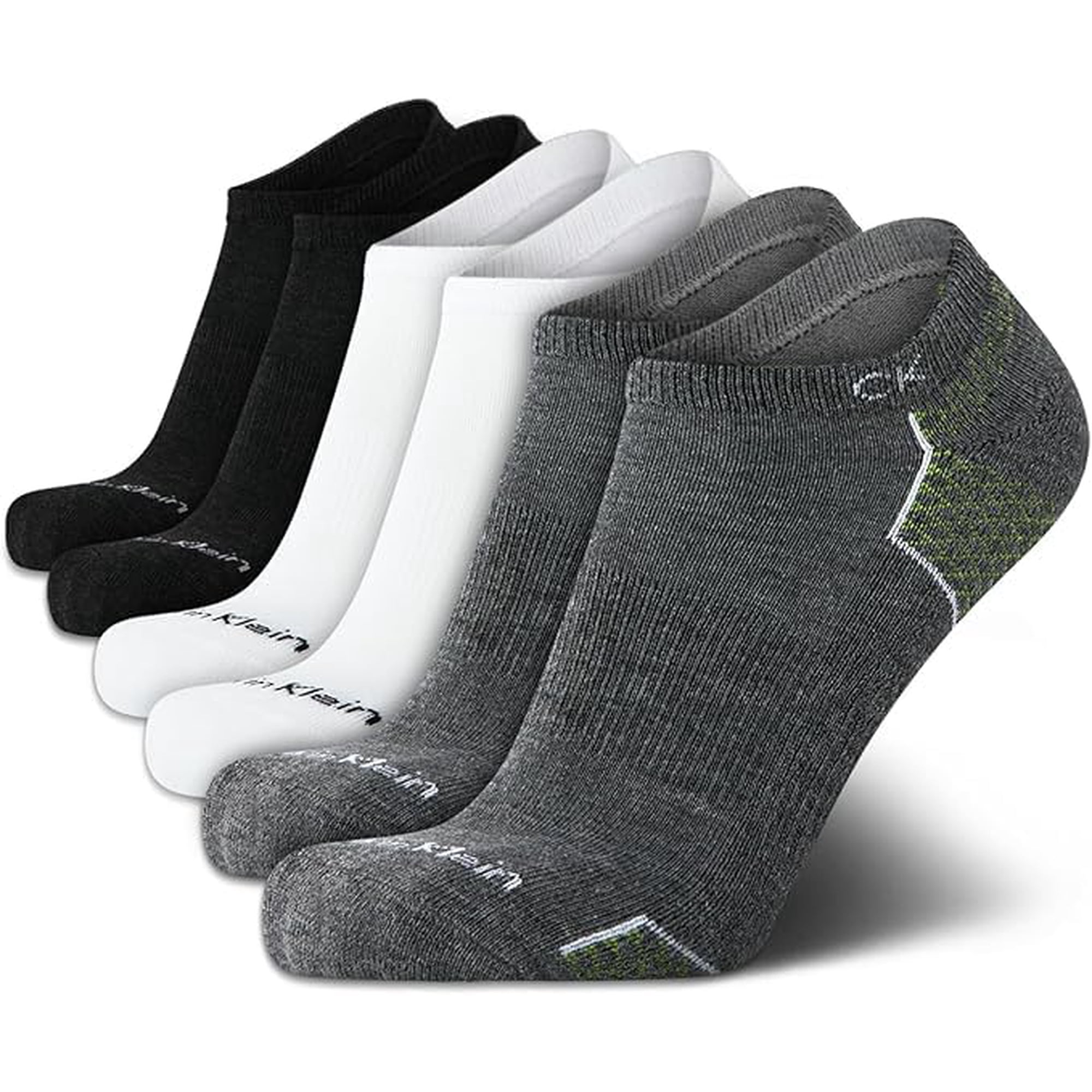 Calcetines Calvin Klein No Show, Paquete De 6, Suaves Y Elásticos, Para Hombre, Blanco/gris