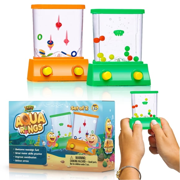 Juego portátil YoYa Toys en miniatura Aqua Arcade con lanzamiento de anillos de pesca y baloncesto