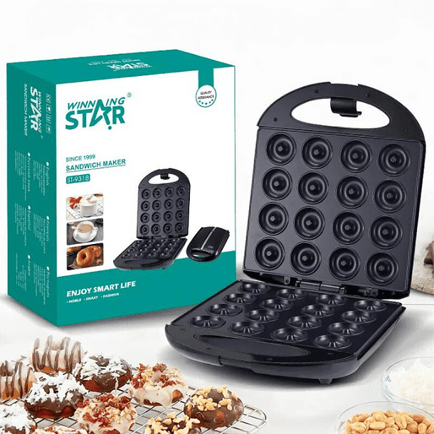 Maquina Mini Donas Postres Donuts Antiadherente 16 Pcs Color Negro | Cuotas sin interés
