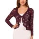 thumbnail image 1 of INSPIRE CHIC Bolero de Encaje Floral para Mujer con Dobladillo Volante, Cárdigan Corto con Lazo Frontal, Ligero para el Verano, Color Burdeos XS, 1 of 7