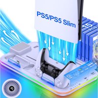 Estación De Enfriamiento Para Ps5 Aaronmei Con Estación De Carga Y Almacenamiento Blanco