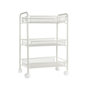 Importclick - Organizador Repisa 3 Niveles Ruedas Metal Blanco 63X27X45 Cm