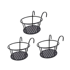 Ioensy - 3 Maceteros Colgantes Para El Hogar, Balcón, Valla, Exterior, Con Gancho, Color Negro