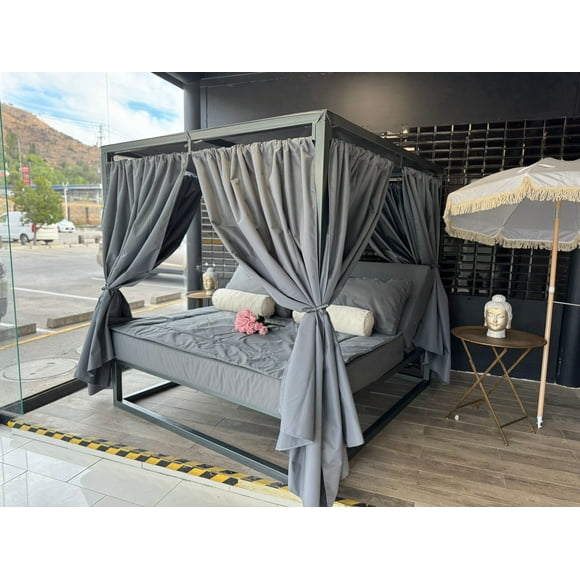 cama balinesa king gris
