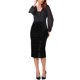 thumbnail image 2 of INSPIRE CHIC Falda de Terciopelo para Mujer con Fruncido en la Cintura Alta, Ajustada, Formal para la Noche, Cóctel, Midi, Lápiz, Talla S, Negro, 2 of 6