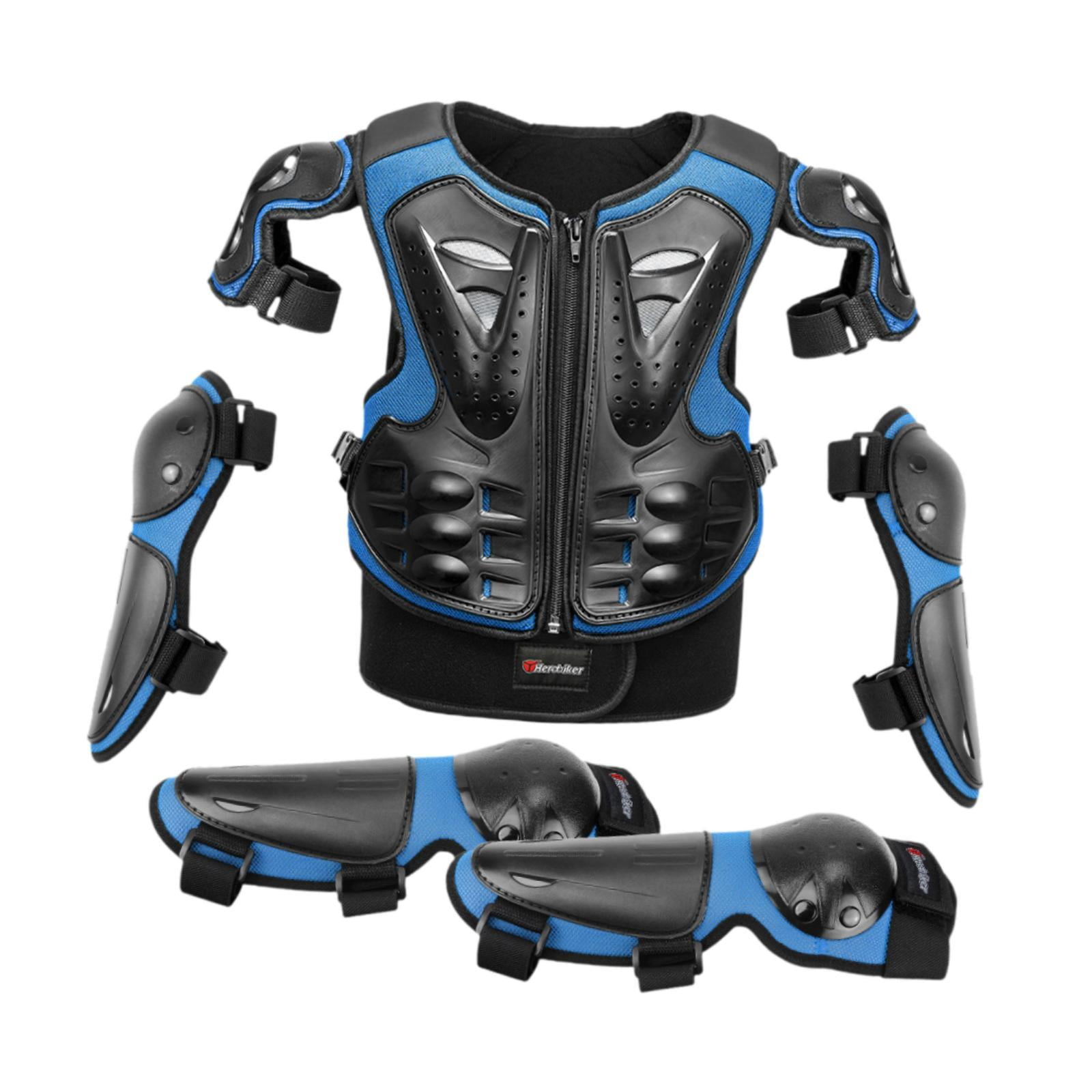Magideal - Traje De Protección De Motocicleta Para Niños Con Coderas, Rodilleras, Equipo De De Cross, Conjunto De Protección De Conducción Para Deportes Al Azul