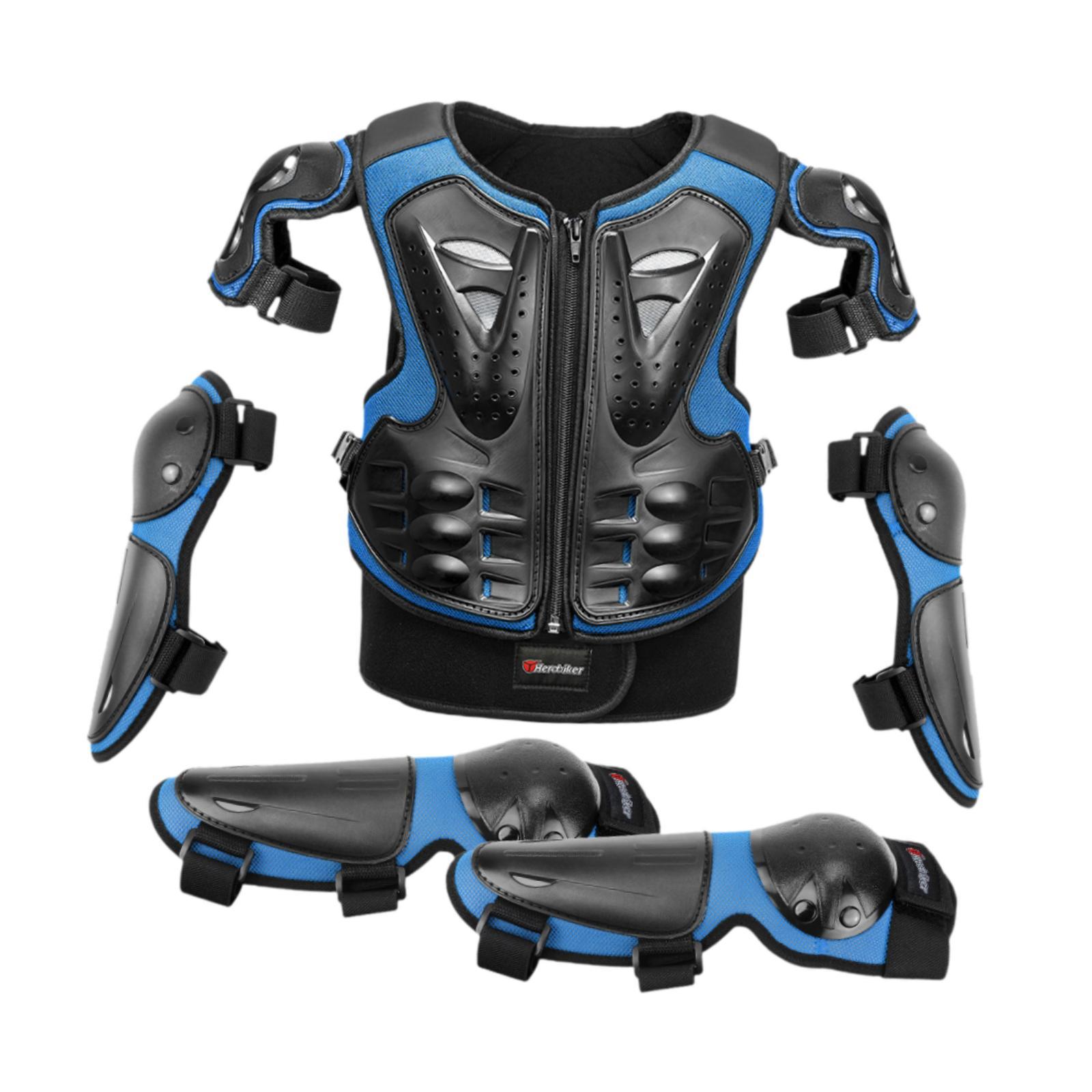 Magideal - Traje De Protección De Motocicleta Para Niños Con Coderas, Rodilleras, Equipo De De Cross, Conjunto De Protección De Conducción Para Deportes Al Azul