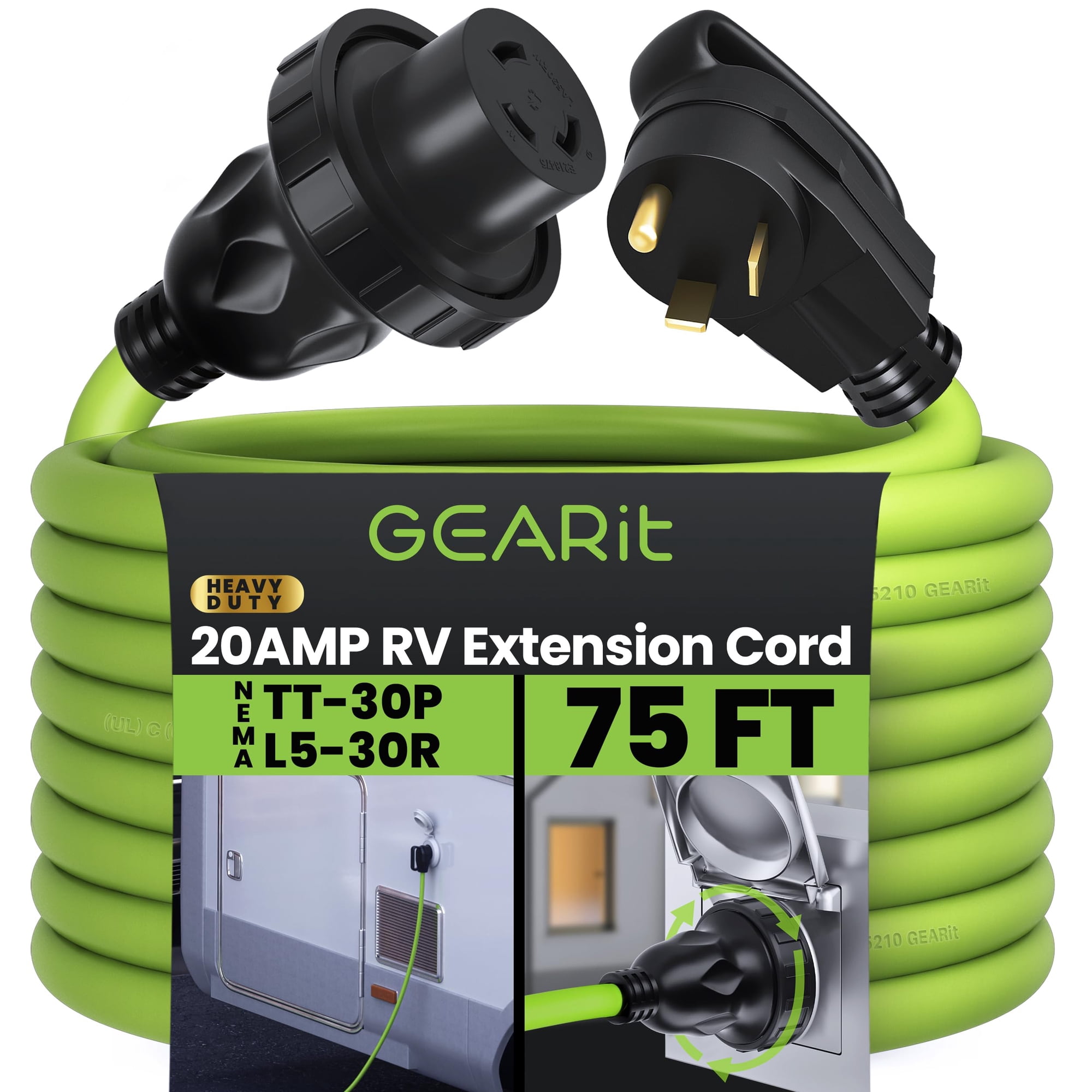 Cable De Extensión De Energía Para Rv Gearit 22.8 M 20 Amperios 125v