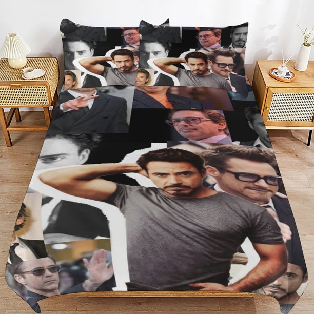 Robert Downey Jr Bedding Sets Ultra Soft Skin-Friendly Duvet Cover 3 Piece, Cute Comforter Cover Bed Set for Boys Girls Kids