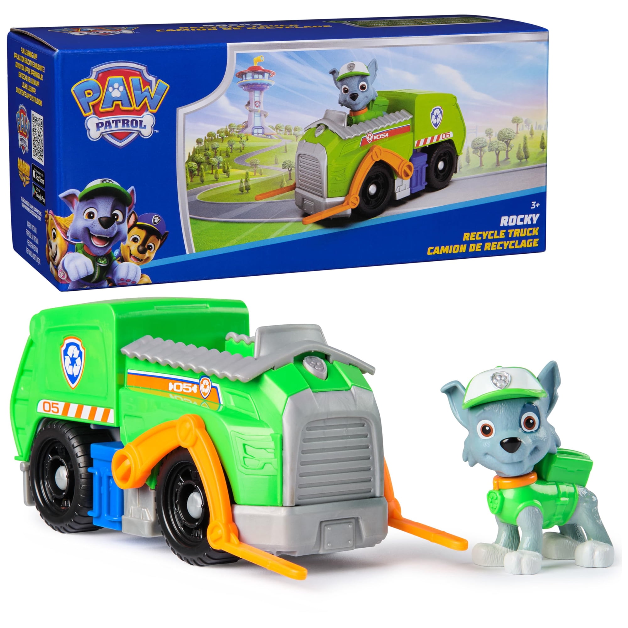 Vehículo De Juguete Paw Patrol Rocky's Recycle Truck Con Figura