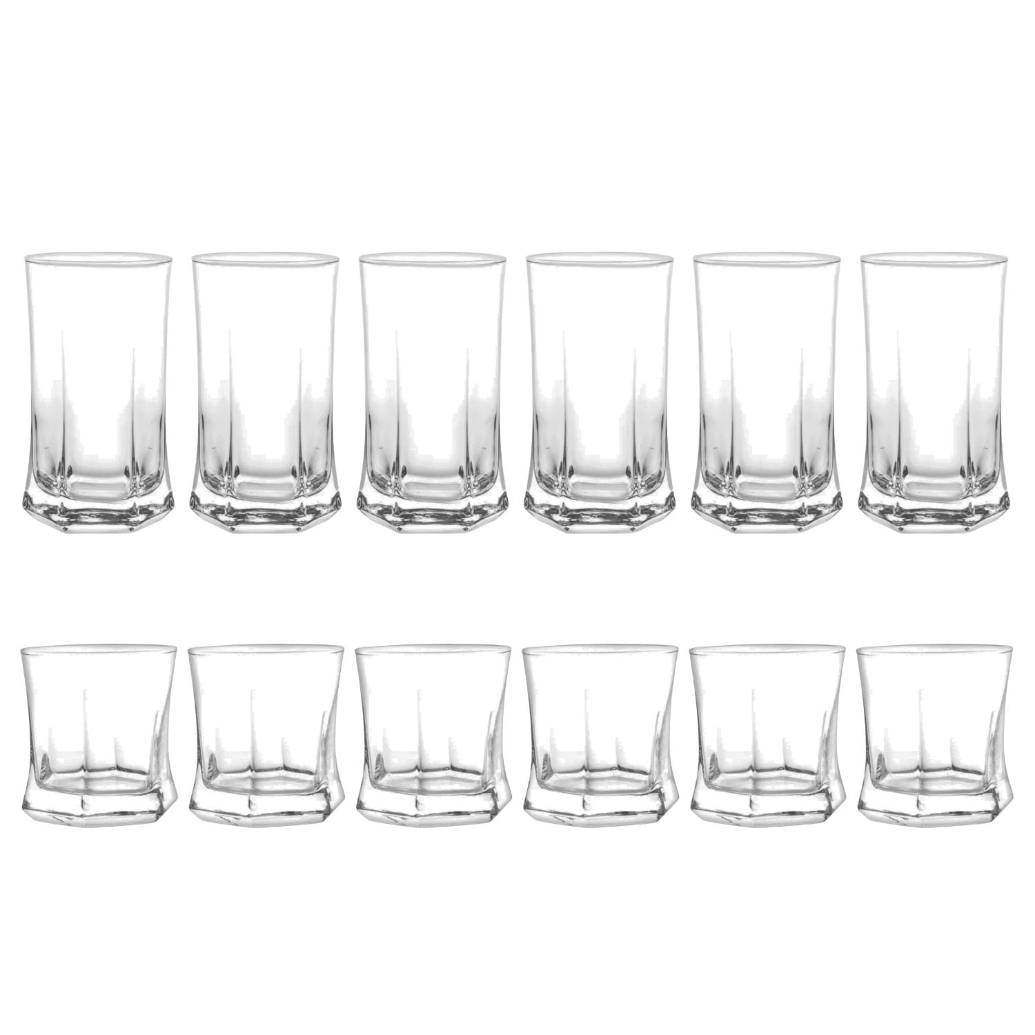 Set De 12 Vasos Altos Y Cortos Vivaldi Cristar