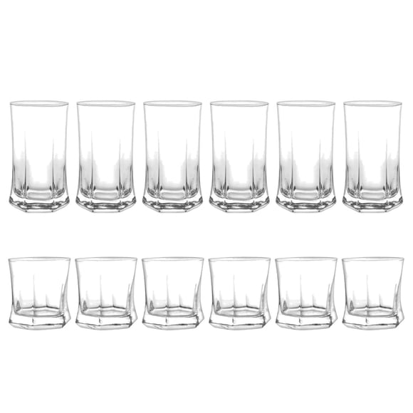 Set De 12 Vasos Altos Y Cortos Vivaldi Cristar