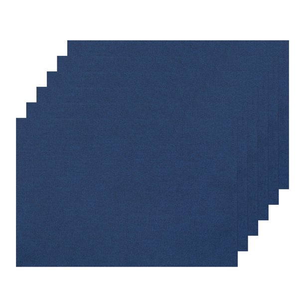 REGALWOVEN Juego de 6 Manteles Individuales de Lino Sintético para Banquete Cena Buffet Azul Oscuro 19x13 pulgadas