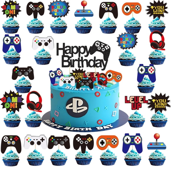 Cake Toppers Con Temática De Videojuegos 25 Piezas Para Fiesta De Cumpleaños