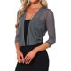 thumbnail image 4 of INSPIRE CHIC Boleros de Malla Transparente para Mujer de Halloween, Chaquetas Cortas de Manga 3/4 Ligeras, Gris Talla L, 4 of 6