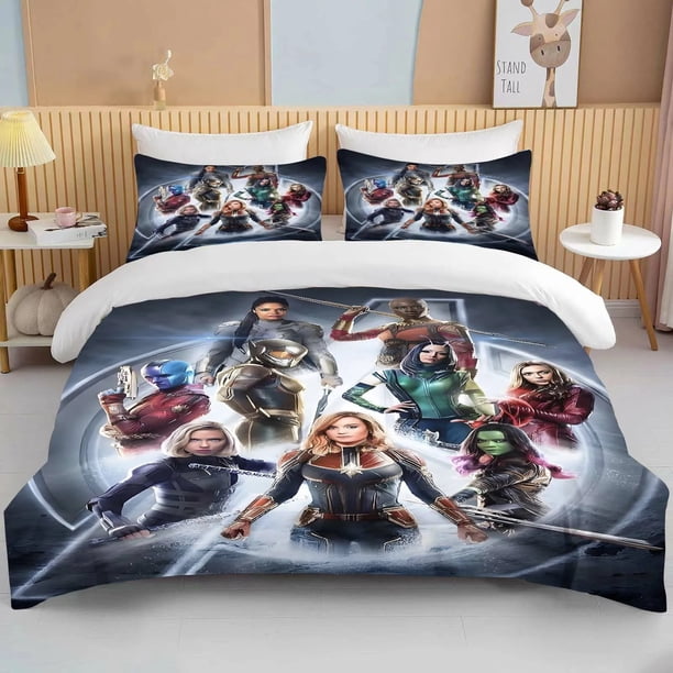 v1412 Bed Sheets The Avengers Bedding Set Cartoon Bedding /pcs Sets Duvet Cover Anime Bedroom Bedclothes Pillowcases 3-Piece Bedding Set (1 Duvet Cover + 2 Pillow Shams) Bed Sheets ju1412